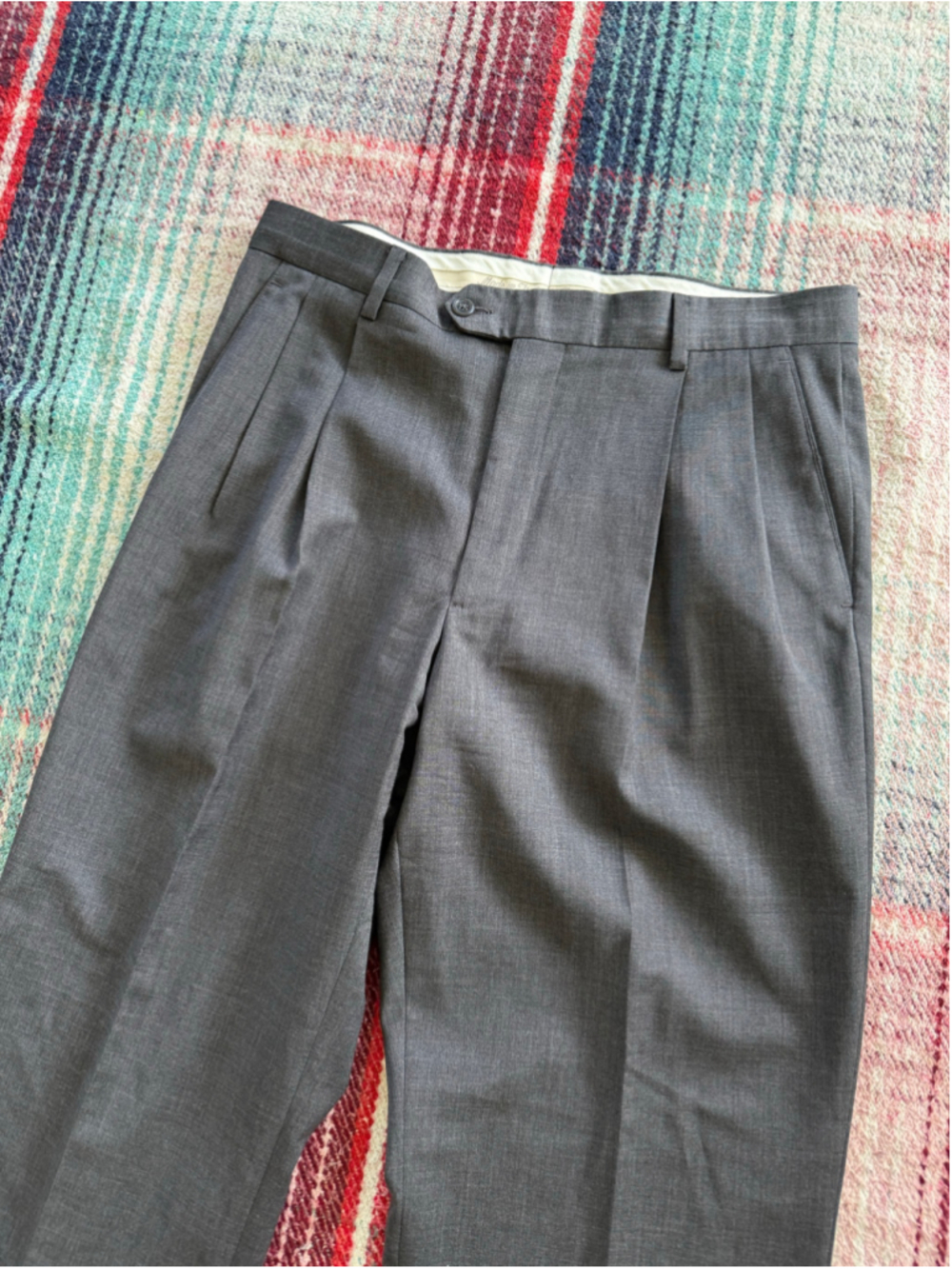Vintage Paul Frederick Charcoal Wool Pleated Dress Pants 34x31
